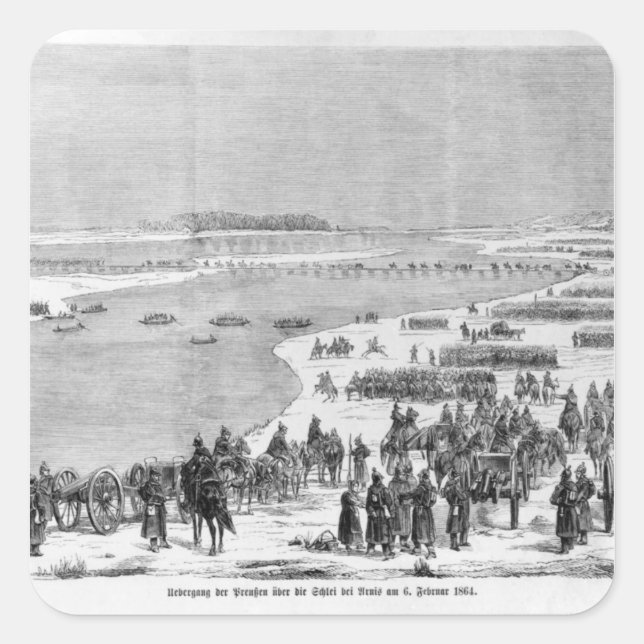 The Prussian army crossing the Shlei at Arnis Square Sticker (Front)