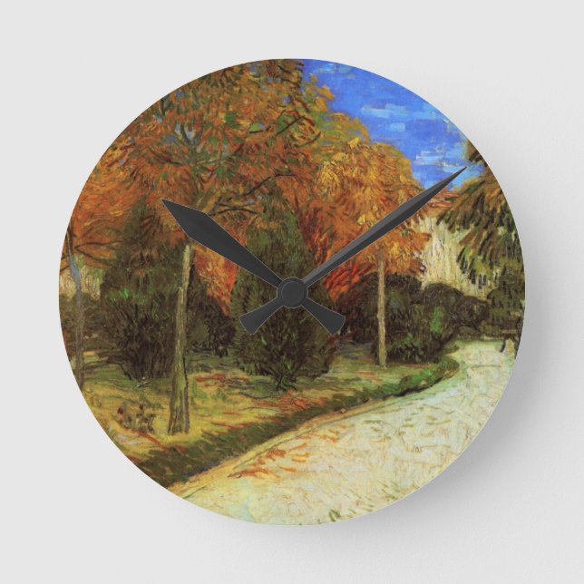 The Public Park at Arles by Vincent van Gogh Round Clock (Front)