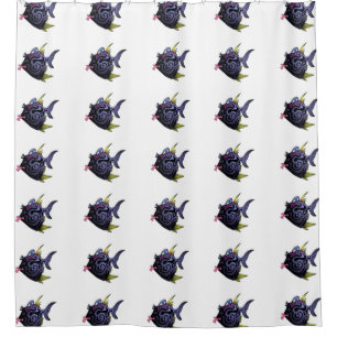 "The Puffer" Fish With Attitude Shower Curtain