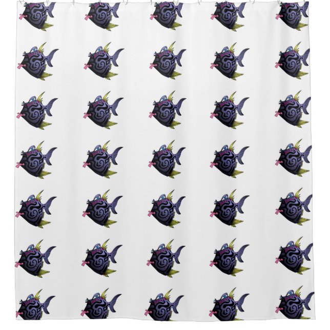 "The Puffer" Fish With Attitude Shower Curtain (Front)