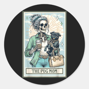 The Pug Mum Skeleton Gift Spooky Season Halloween Classic Round Sticker