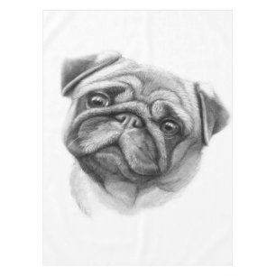 The Pug Portrait Cute Pug Dog Face Tablecloth