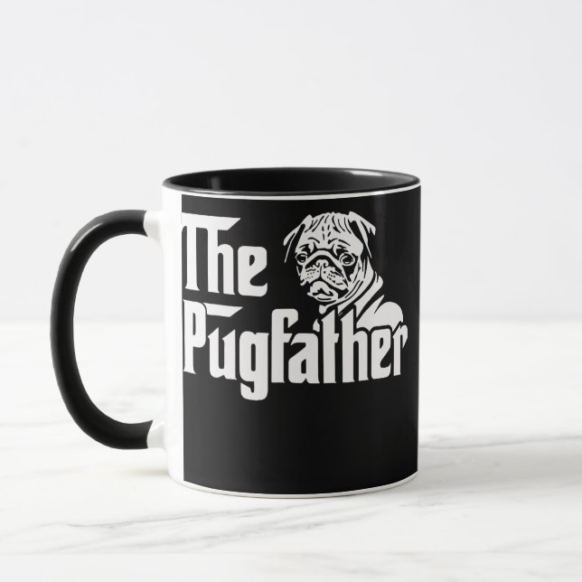 The Pugfather Pug Dad Father's Day Gift Pug Mug (Left)