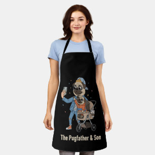  The Pugfather & Son   Funny Pug Dad & Puppy Selfi Apron