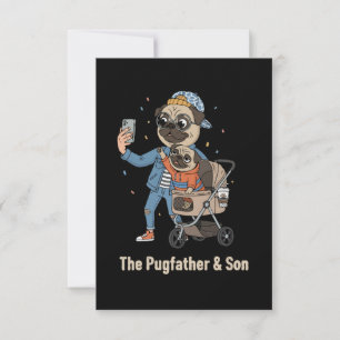The Pugfather & Son Funny Pug Dad & Puppy Selfi Thank You Card