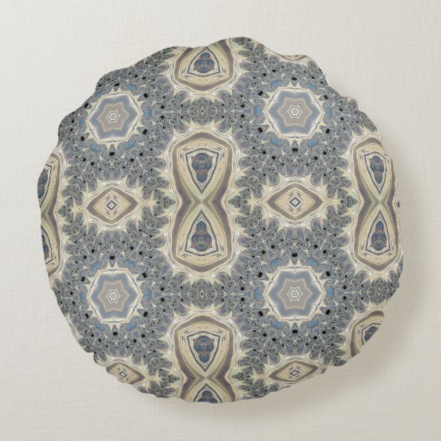The Pulse of a Fractal Dream Round Cushion (Back)
