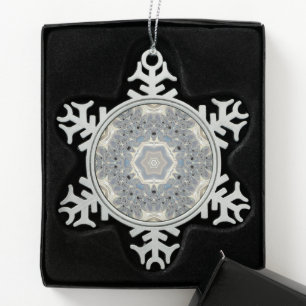 The Pulse of a Fractal Dream Snowflake Pewter Christmas Ornament