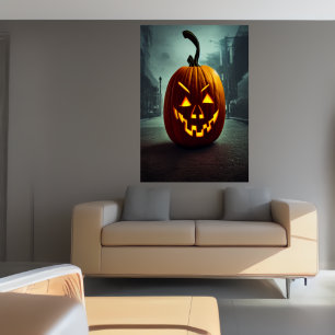 The Pumpkin in the City   AI Art Poster