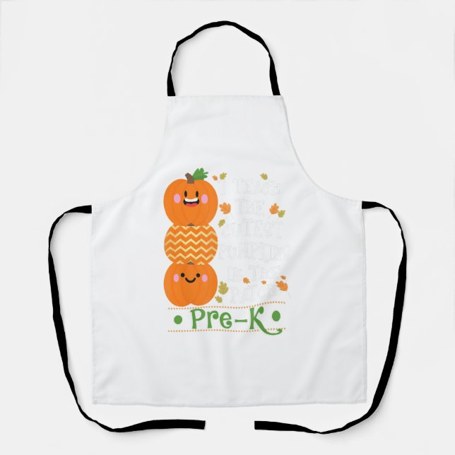 The Pumpkins In Patch Pre K Halloween Teacher Apron (Front)