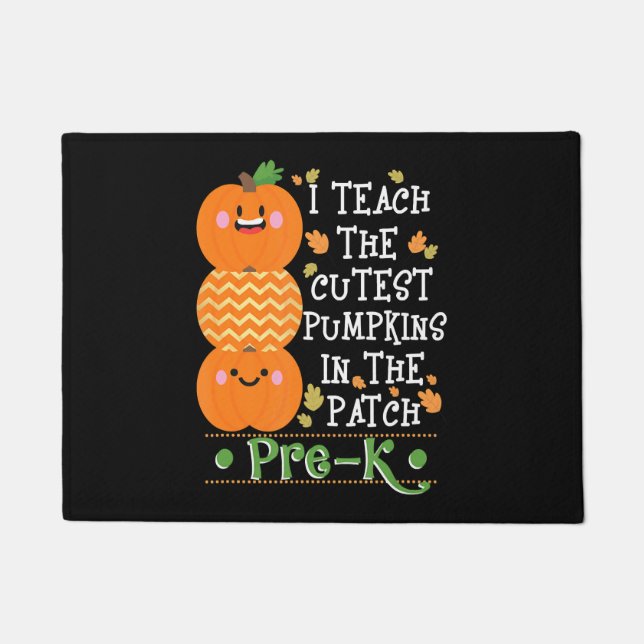 The Pumpkins In Patch Pre K Halloween Teacher Doormat (Front)