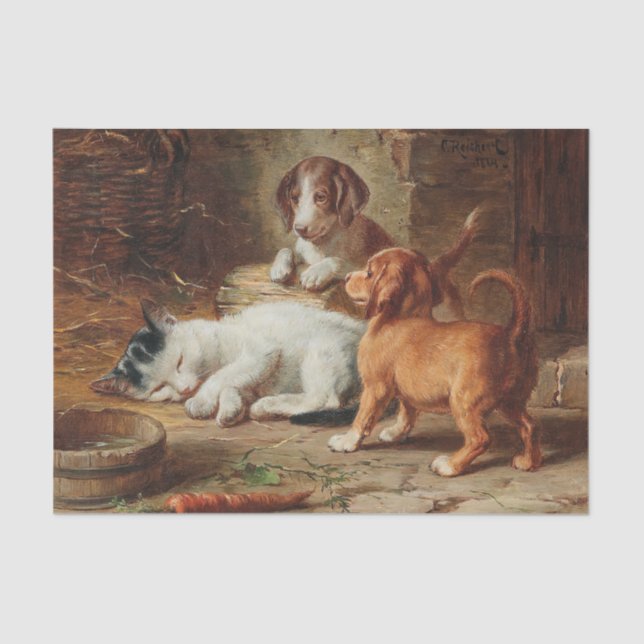 The Puppies Are Awake by Carl Reichert Tissue Paper (Front)