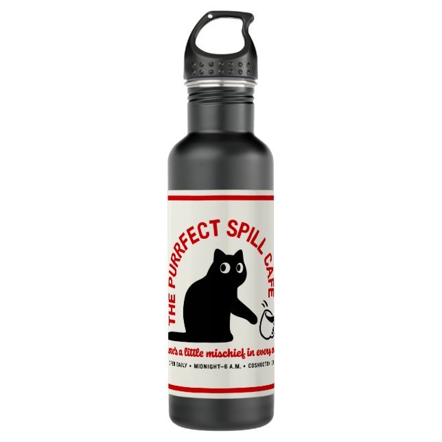 The Purrfect Spill Cafe  710 Ml Water Bottle (Front)