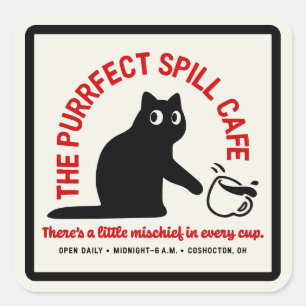 The Purrfect Spill Cafe Square Sticker