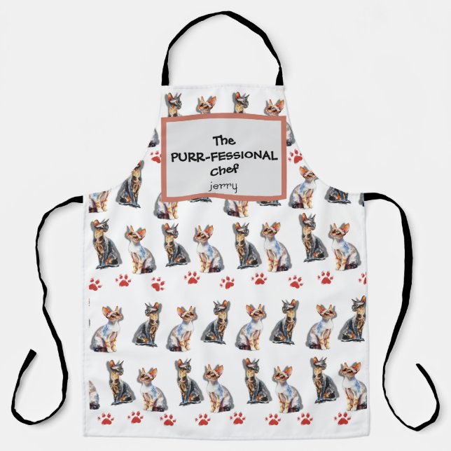 "The Purrfessional Chef" Cat Lover Custom Apron (Front)