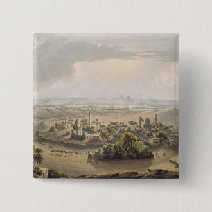 The Pyramids at Cairo, engraved by Daniel Havell ( 15 Cm Square Badge