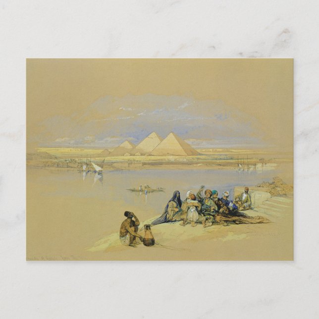 The Pyramids at Giza, near Cairo (w/c) Postcard (Front)