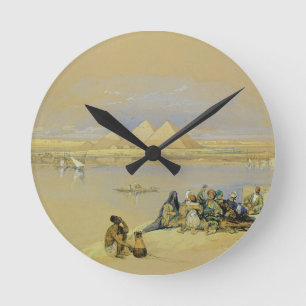 The Pyramids at Giza, near Cairo (w/c) Round Clock