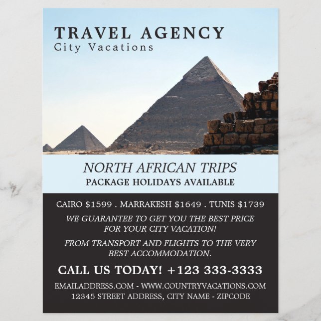 The Pyramids Of Giza, Cairo, Travel Agency Advert Flyer (Front)