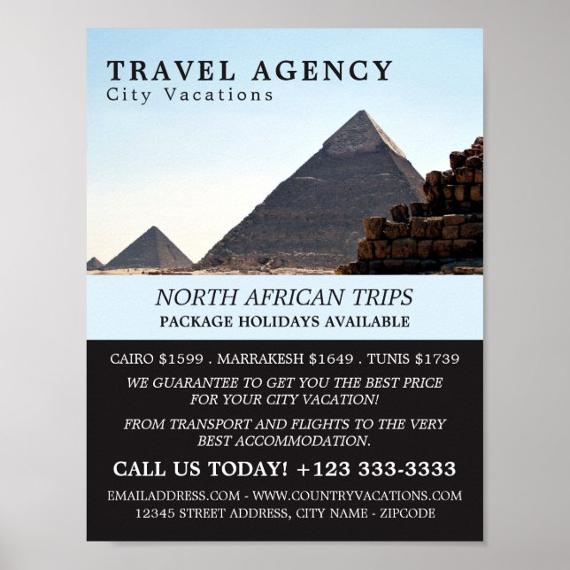 The Pyramids Of Giza, Cairo, Travel Agency Advert Poster (Front)