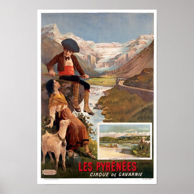 The Pyrenees, Gavarnie Vintage Tourism Travel Poster (Front)