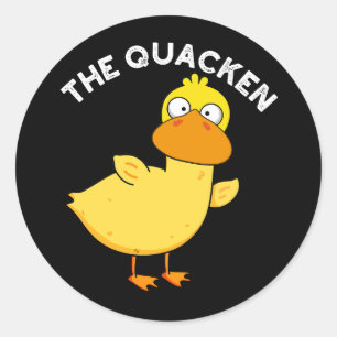 The Quacken Funny Duck Pun Dark BG Classic Round Sticker