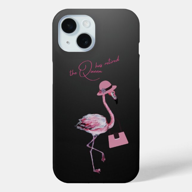 The Queen Has Retired Classy Chic Pink Flamingo Case-Mate iPhone Case (Back)