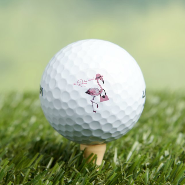 The Queen Has Retired Classy Chic Pink Flamingo Golf Balls (Insitu Tee)