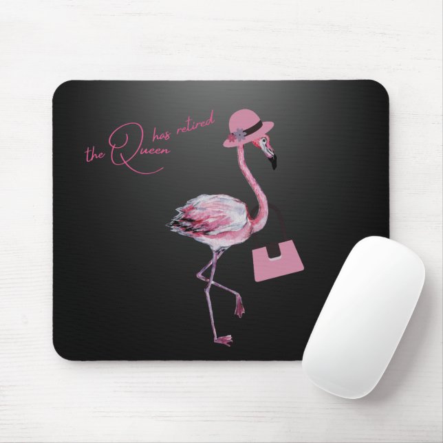 The Queen Has Retired Classy Chic Pink Flamingo Mouse Pad (With Mouse)