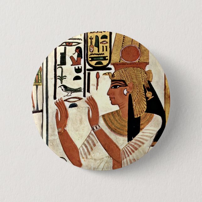The Queen Nefertari In Prayer Stance By Maler Der 6 Cm Round Badge (Front)
