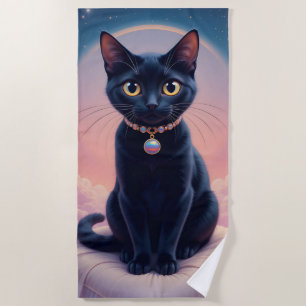 The Queen Of Black Cat Heaven Beach Towel