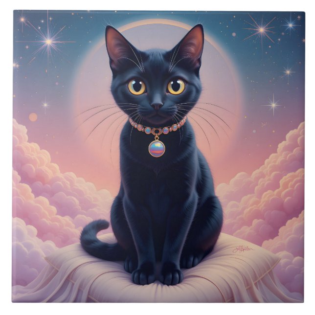 The Queen Of Black Cat Heaven Ceramic Tile (Front)