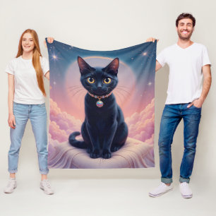 The Queen Of Black Cat Heaven Fleece Blanket