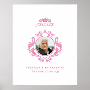 The Queen of Courage Breast Cancer Pink Photo Name Poster