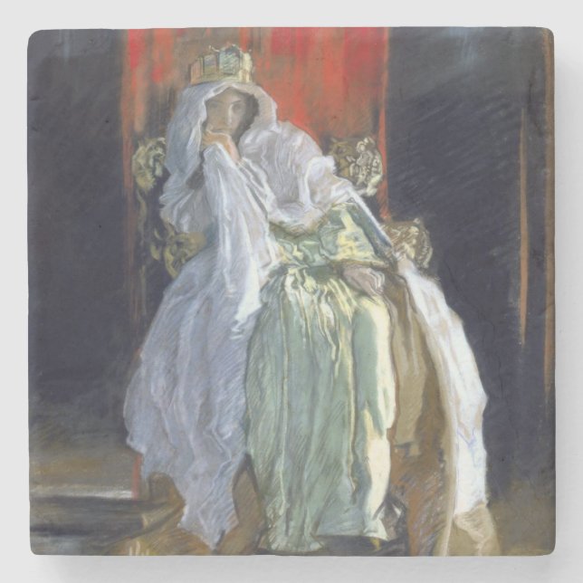 The Queen of Hamlet (by Edwin Austin Abbey) Stone Coaster (Front)