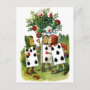 The Queen of Hearts Cardmen Painting Her Roses Postcard