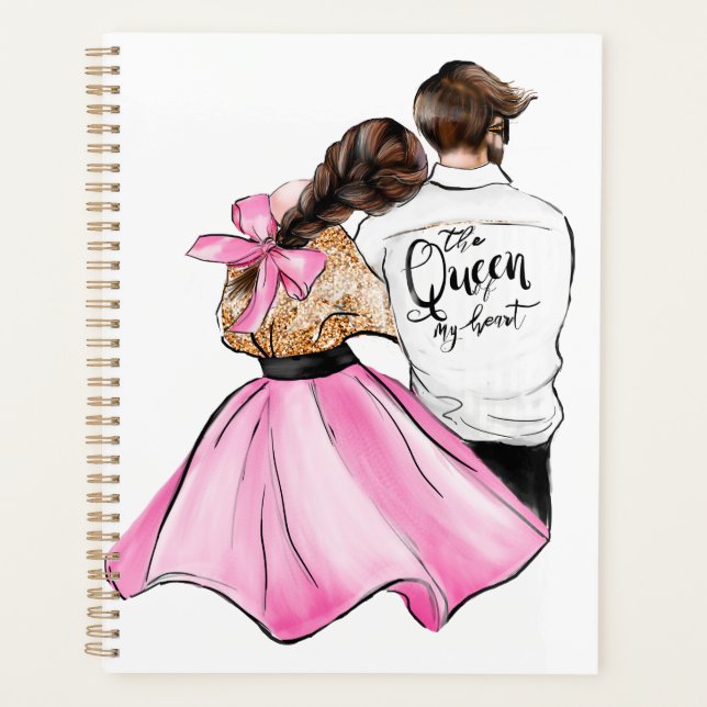 The Queen of my heart valentine day couple in love Planner (Front)