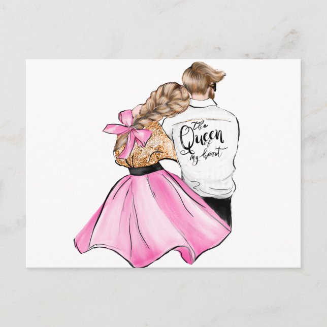 The Queen of my heart valentine day couple in love Postcard (Front)