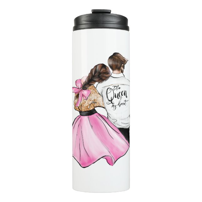 The Queen of my heart valentine day couple in love Thermal Tumbler (Front)
