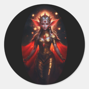 The Queen Of The Moon Watcher Elves Poses For Us Classic Round Sticker