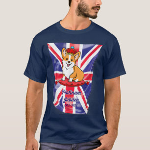 The Queen Platinum Jubilee Corgi Falg With Crown D T-Shirt