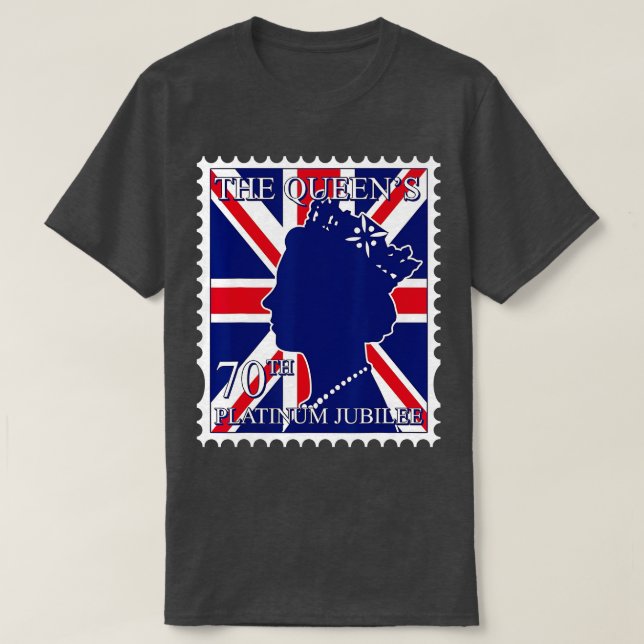 The Queen's 70 Years UK British flag Platinum Jubi T-Shirt (Design Front)