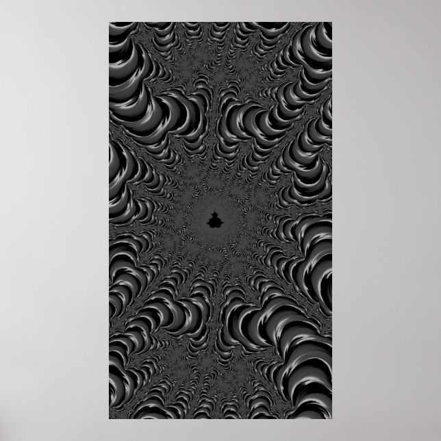 The Queen's Lair Monochrome Fine Fractal Abstract Poster (Front)