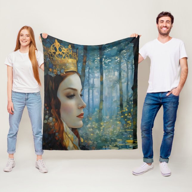 The Queen's Lost Heart Fairytale Portrait Fleece Blanket (In Situ)