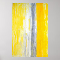 'The Queue' Gray and Yellow Abstract Art