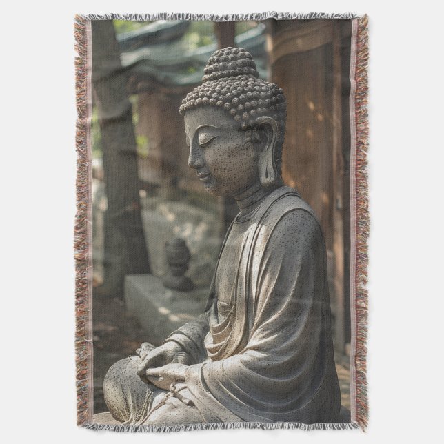 The Quiet Buddha Throw Blanket (Front Vertical)