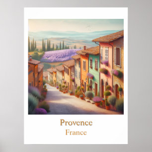 The Quiet Village Provence in Watercolor Poster