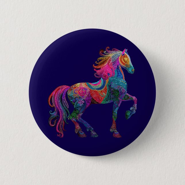 The Quilted Horse 6 Cm Round Badge (Front)