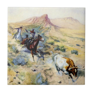 “The Quitter” Western Art by Charles M Russell Ceramic Tile