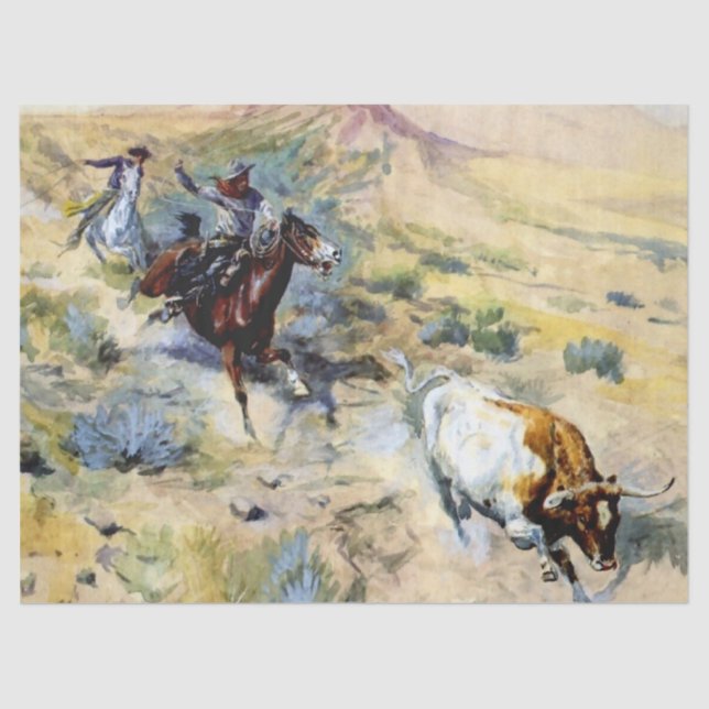“The Quitter” Western Art by Charles M Russell Tissue Paper (Front)