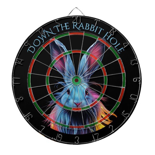 The Rabbit Hole Blue Rabbit on Fire  Dartboard (Front)